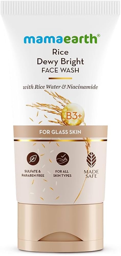 Mamaearth Rice Dewy Bright Face Wash With Rice Water & Niacinamide for Glass Skin | For Hydrated & Even skin Tone 150ml