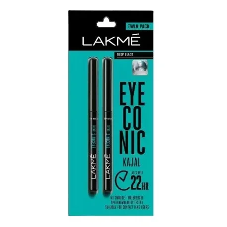 Lakme Eyeconic Kajal Deep Black 0.35 g (Pack 2)