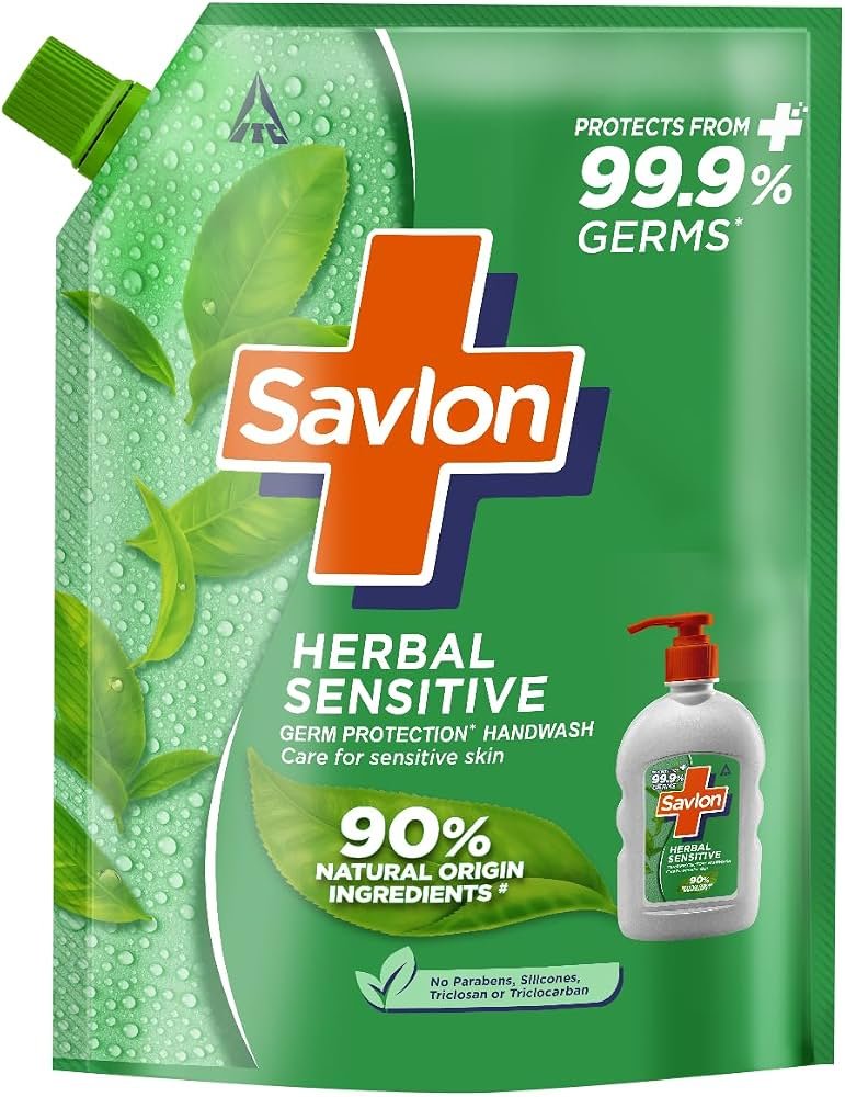 ITC Savlon Herbal Sensitive Germ Protection Liquid Handwash Refill Pack 1.3L