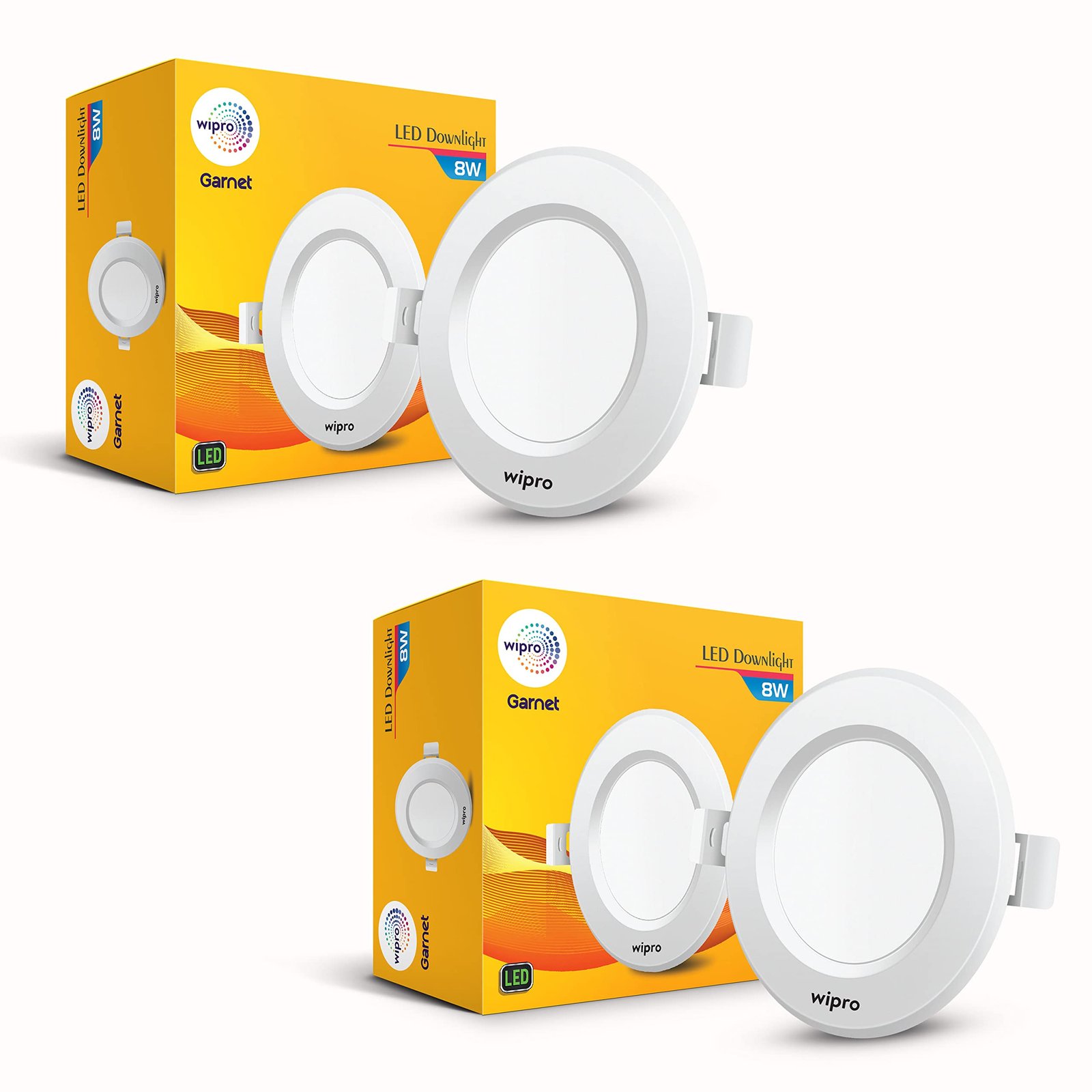 Wipro Garnet 8W Round Downlight Junction Box | Cutout ∼ 3 inch | Pack of 2