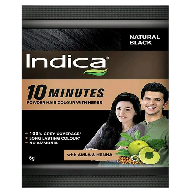Indica 10 Minute Hair Colour Powder, Natural Black 5g
