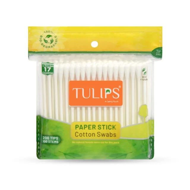 Tulips Paper Stick Cotton Swabs 100 pcs