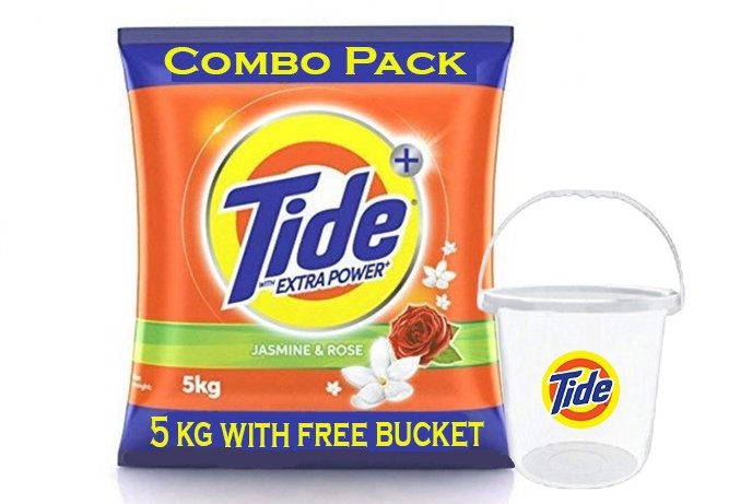 Tide Jasmine & Rose Powder 5kg + Free Bucket